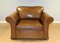 Tan Leather Armchair on Scroll Arms & Wooden Feet, Image 2