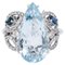 14 Karat White Gold Ring with Aquamarine, Sapphires and Diamonds 1