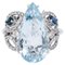 14 Karat White Gold Ring with Aquamarine, Sapphires and Diamonds, Image 1