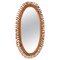 Mid-Century Italian French Riviera Style Spiral Bamboo and Rattan Oval Mirror, 1950s 1