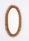 Mid-Century Italian French Riviera Style Spiral Bamboo and Rattan Oval Mirror, 1950s, Image 3