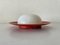 German UFO Ceiling Lamp in Red Metal and Opal Glass by Kaiser Leuchten, 1960s 9