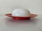 German UFO Ceiling Lamp in Red Metal and Opal Glass by Kaiser Leuchten, 1960s, Image 1