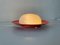 Deutsche UFO Deckenlampe aus rotem Metall & Opalglas von Kaiser Leuchten, 1960er 2
