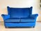 Antikes Sofa aus blauem Samt 1