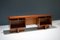 Geometric Walnut and Brass Writing Desk, Italy, 1950s 4