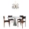 Italian Dining Room Set with Table from Mangiarotti, Chairs from Gibelli and Lamp, Set of 6 1