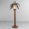 Lámpara de palma italiana grande tallada a mano de madera y piel de Aldo Tura, años 70, Immagine 2
