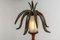 Lámpara de palma italiana grande tallada a mano de madera y piel de Aldo Tura, años 70, Immagine 3