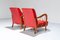 Italian Lounge Chairs in Wood and Red Leatherette by Paolo Buffa, 1950s, Set of 2, Image 8