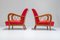Italian Lounge Chairs in Wood and Red Leatherette by Paolo Buffa, 1950s, Set of 2 9