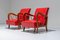 Italian Lounge Chairs in Wood and Red Leatherette by Paolo Buffa, 1950s, Set of 2, Image 2