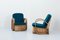 Chaises en Rotin et Laine Verte par Franco Albini, Italie, 1950s, Set de 2 4