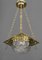 Lámpara colgante Art Déco de vidrio tallado, años 20, Imagen 4