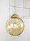 Lampe à Suspension Globe Mid-Century en Verre Jaune et Laiton 1