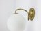 Mid-Century Wall Lamp in Brass and Opaline 4