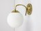 Mid-Century Wall Lamp in Brass and Opaline 1