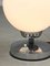 Lampada da tavolo vintage in metallo cromato e vetro opalino, Immagine 4