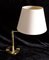 German Adjustable Reading Lamp with Brass Frame, Double Joint & Beige Fabric Shade from Honsel, 1980s 2