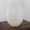Große Egg Tischlampe aus weißem geätztem Murano Glas mit spiralförmiger Struktur und Messingfuß, 1970er 4