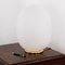 Grande Lampe de Bureau Egg en Verre de Murano Gravé Blanc avec Texture Spirale et Base en Laiton, 1970s 2