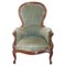 Antique Sold Walnut Armchair with Velvet Seat, 1850s 1