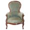 Antique Sold Walnut Armchair with Velvet Seat, 1850s, Image 1