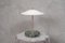 Lámpara de mesa de cristal de Murano blanco y acero, años 80, Imagen 9