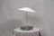 Lámpara de mesa de cristal de Murano blanco y acero, años 80, Imagen 8