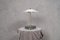 Lámpara de mesa de cristal de Murano blanco y acero, años 80, Imagen 1