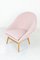 Clamshell Stuhl aus Samt in Rosa, 1960er 2