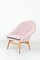 Clamshell Stuhl aus Samt in Rosa, 1960er 1