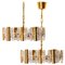 Large Glass and Brass Chandelier by Orrefors, 1960s, Image 1