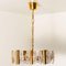 Large Glass and Brass Chandelier by Orrefors, 1960s 4