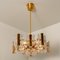 Large Glass and Brass Chandelier by Orrefors, 1960s 14