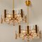 Large Glass and Brass Chandelier by Orrefors, 1960s 8