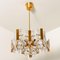Large Glass and Brass Chandelier by Orrefors, 1960s 11