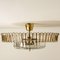 Large Brass and Crystal Flush Mount by Ernst Palme, Germany, 1970s 7