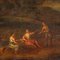 Artista scolastico francese, paesaggio con figure ed edifici, fine XVIII secolo, olio su tela, con cornice, Immagine 3