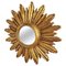 Espejo Mid-Century en forma de sol dorado, años 60, Imagen 1