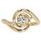 20th Century French Diamond 18 Karat Yellow Gold Swirl Ring 1