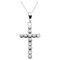 9 Karat White Gold Cross Pendant Diamond Necklace, Image 1