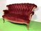 Vintage Barock Sofa mit rotem Samtbezug 2