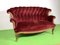 Sofá vintage de estilo barroco con funda de terciopelo rojo, Imagen 3