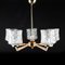 Scandinavian Teak and Glass Ceiling Lamp with 5 Arms, 1960s. 1
