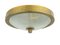 Italienische Mid-Century Modern Flushmount oder Wandlampe aus Messing und Optischem Konvexglas 1