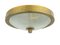 Mid-Century Modern Italian Brass and Optical Convex Glass Flushmount or Wall Lamp, Image 1