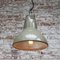 Lampe à Suspension Industrielle Vintage en Métal Beige et Verre Rayé Transparent de Holophane Paris 5