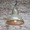 Vintage Industrial Beige Metal and Clear Striped Glass Pendant Lamp from Holophane Paris 5