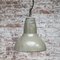 Vintage Industrial Beige Metal and Clear Striped Glass Pendant Lamp from Holophane Paris 6